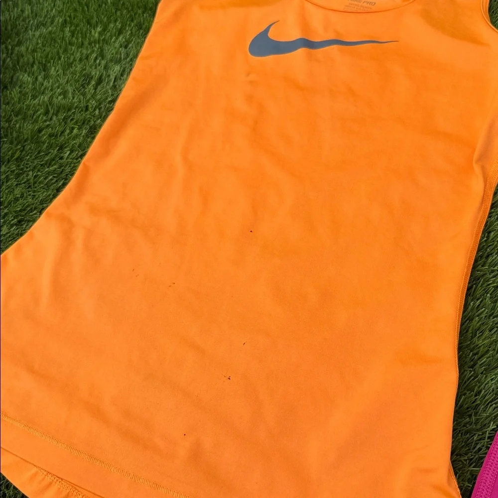 Nike Pro Dri-FIT Neon Orange Pink Training Tank Top Bundle 2pc Set XS